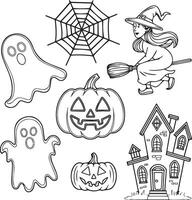 Halloween elements design with witch vector