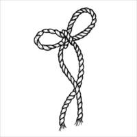 Hand drawn rope in the form of a bow, nautical collection, illustration vector