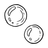 Simple line air bubble illustration in black and white. Two soap bubbles ink sketch for marine prints and cosmetics designs vector