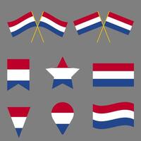 Netherlands national flag design elements in different shapes Netherlands flag collection. vector
