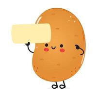 Cute funny Potato poster character. hand drawn cartoon kawaii character illustration. Isolated white background. Potato poster vector