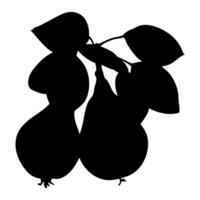 Healthy Pear Fruit Tree Branch Silhouettes vector