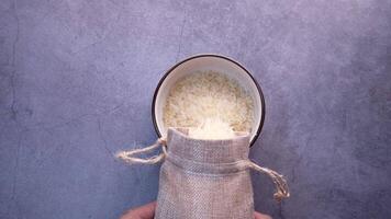 Rice in a bag on a table video