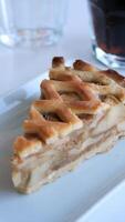 slice of apple pie cake on a plate video