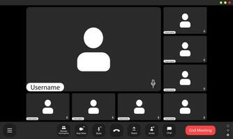 Virtual meeting grid layout featuring multiple participants' user icons on a digital platform during a remote session vector