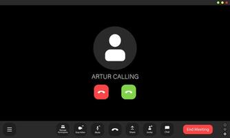 Incoming call from Artur on a dark background with options to accept or decline the call displayed at the bottom vector