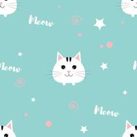 Seamless pattern with cute funny cat vector