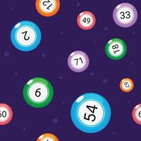 Fun bingo pattern with multicolored number balls on the dark purple background vector