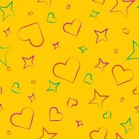 Seamless pattern with hearts on yellow background vector