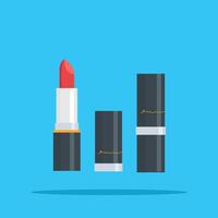 red lipstick logo with open container, beauty product illustration. suitable for poster and web icon vector