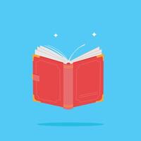 vintage red book logo open with gold frame, magic book illustration. suitable for poster and web icon vector
