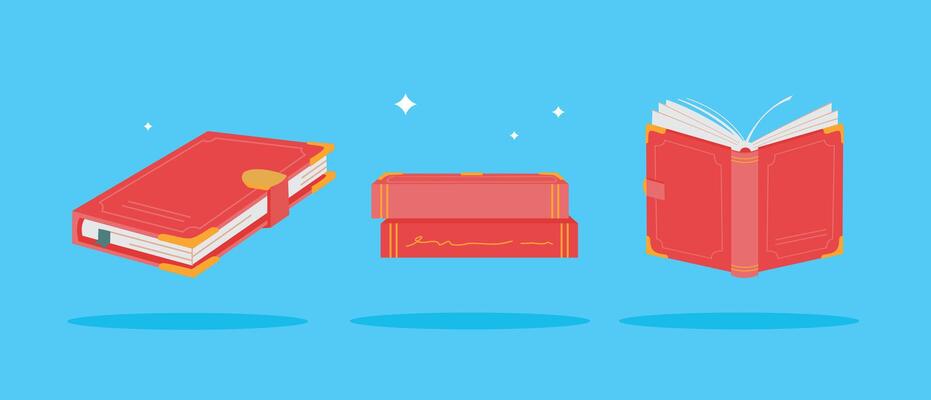 set of vintage magic books, magic book illustrations. suitable for posters and web icons