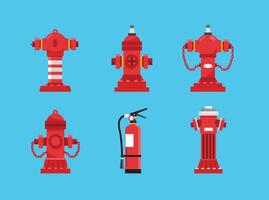icon set red fire hydrant pillar. fire extinguisher equipment illustration. suitable for poster and web icon use vector