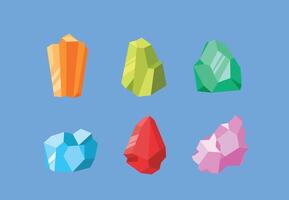 natural rocks and minerals set, illustrations of crystals of various colors with mining materials vector