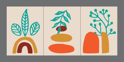 set modern colorful abstract decoration geometric shape vector