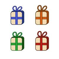 Set of colorful gift boxes with silk bows. Flat design of isolated gift boxes. vector