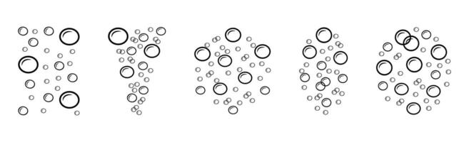 Set of soap bubbles in doodle style. Different shapes of soap foam isolated on white. Linear illustration of underwater bubbles vector