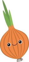 Cute onion with smiling face vector