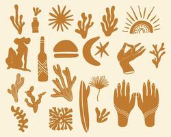 Boho silhouette element set bundle collection illustration clip art pattern isolater print art editable vector