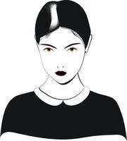 Portrait of girl with hair up ink style vector