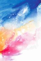 Multicolor bright saturated background with watercolor stains and texture, in blue, orange, pink colors vector