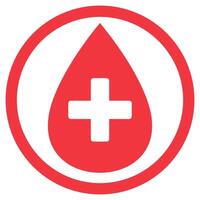 Red blood drop with medical cross isolated on white background. vector
