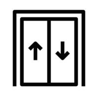 Illustration of an elevator icon in black and white. Perfect for building, transportation, and navigation-related designs. Editable stroke. vector