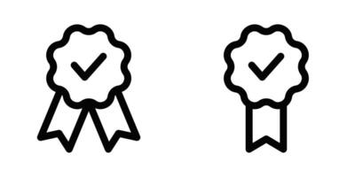 Illustration of two award ribbons with checkmarks. Ideal for concepts of achievement, quality assurance, and certification. Editable stroke. vector