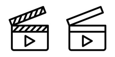 Illustration of two movie clapperboard icons. Ideal for representing film production, making, and multimedia projects. Editable stroke. vector