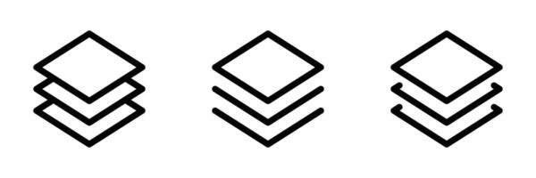 Illustration of three stack of layers icons, perfect for design and interface concepts. Editable stroke. vector