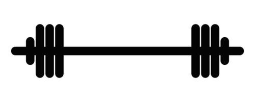 Illustration of a black outline barbell or weightlifting icon, symbolizing fitness and exercise, on a white background. Editable stroke. vector