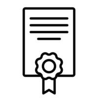 Illustration of a certificate with a round award ribbon. Ideal for conveying concepts of certification, achievement, and official recognition. Editable stroke. vector