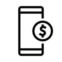 Illustration of a mobile payment icon in black and white. Ideal for fintech, e-commerce, and technology-related designs. Editable stroke. vector