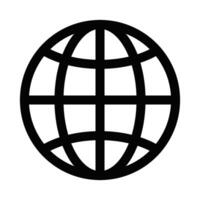 Illustration of a globe icon in black and white. Perfect for global, international, and world-related designs. Editable stroke. vector