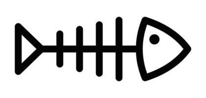 Simple icon of a fishbone, depicting a fish skeleton in black outline. Ideal for seafood or marine-related designs. Editable stroke. vector