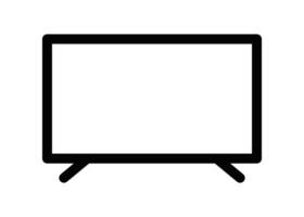Illustration of a simple black outline of a flat-screen television on a white background. Editable stroke. vector