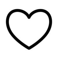 Illustration of a simple black outline heart shape on a white background, representing love and affection. Editable stroke. vector