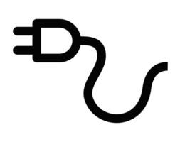 Illustration of an electric plug with a curved cord icon in black and white, perfect for electrical and energy designs. Editable stroke. vector