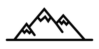 Illustration of a mountain silhouette icon in a simple black and white design. Editable stroke. vector