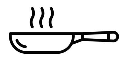 Illustration of a frying pan icon with steam. Perfect for representing cooking, kitchen, and food preparation concepts. Editable stroke. vector