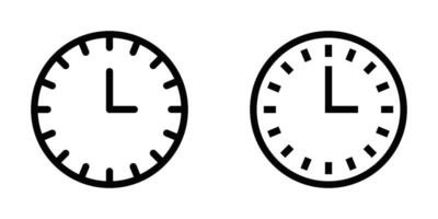 Illustrations of clock icons in different simple black and white designs. Editable stroke. vector