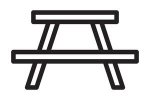 Picnic table outline icon. Editable stroke. vector