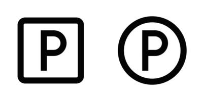Illustrations of parking signs in simple black and white designs. Editable stroke. vector