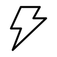 Illustration of a minimalist black lightning bolt icon, isolated on a white background. Editable stroke. vector