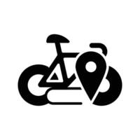 bicycle path map pointer solid icon design good for web or mobile app vector