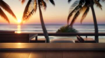 A table with chairs and a view of the ocean video