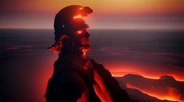 A statue of a man standing on top of a mountain video