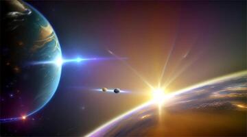 a imagem do uma planeta e Sol dentro espaço video