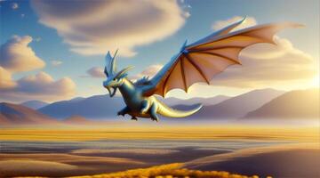 ein Drachen fliegend Über ein Feld mit Berge im das Hintergrund video