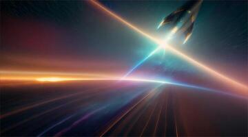 An image of a spaceship flying through space video